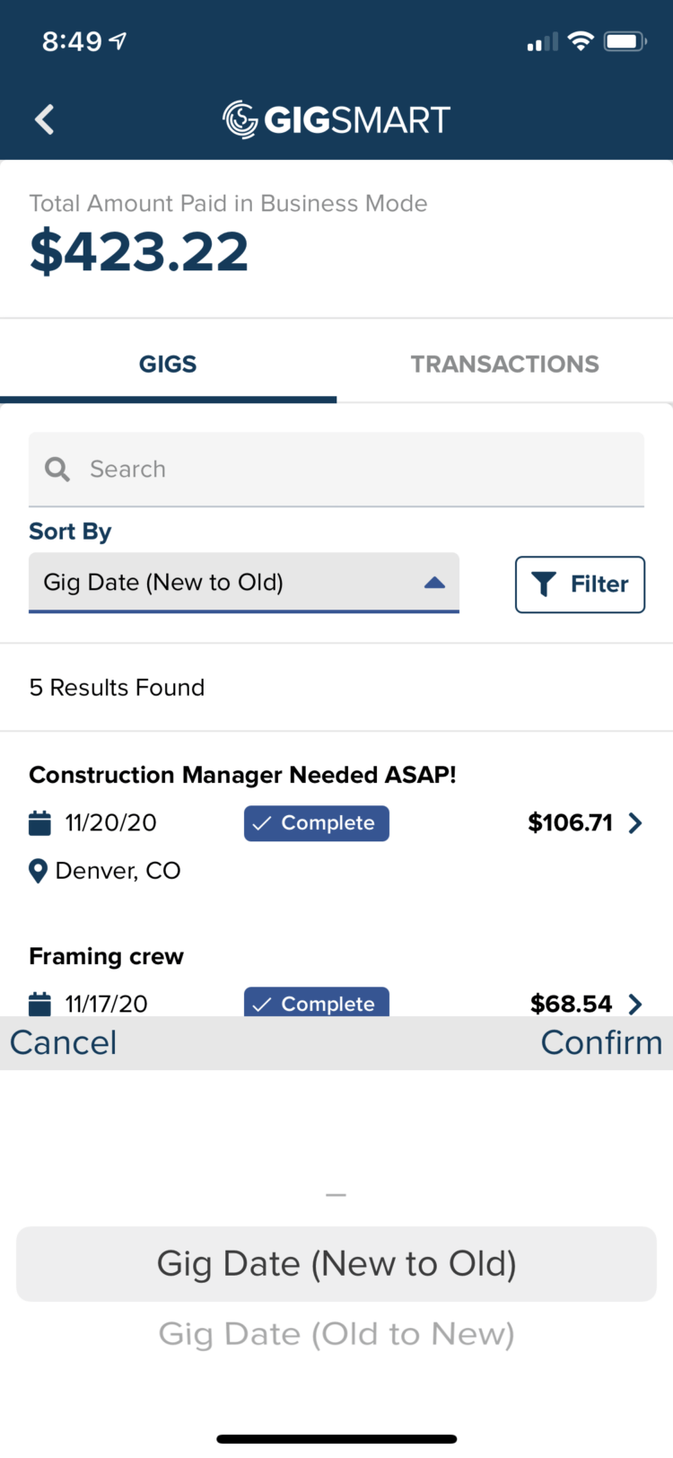 Reconcile your Gig expenses