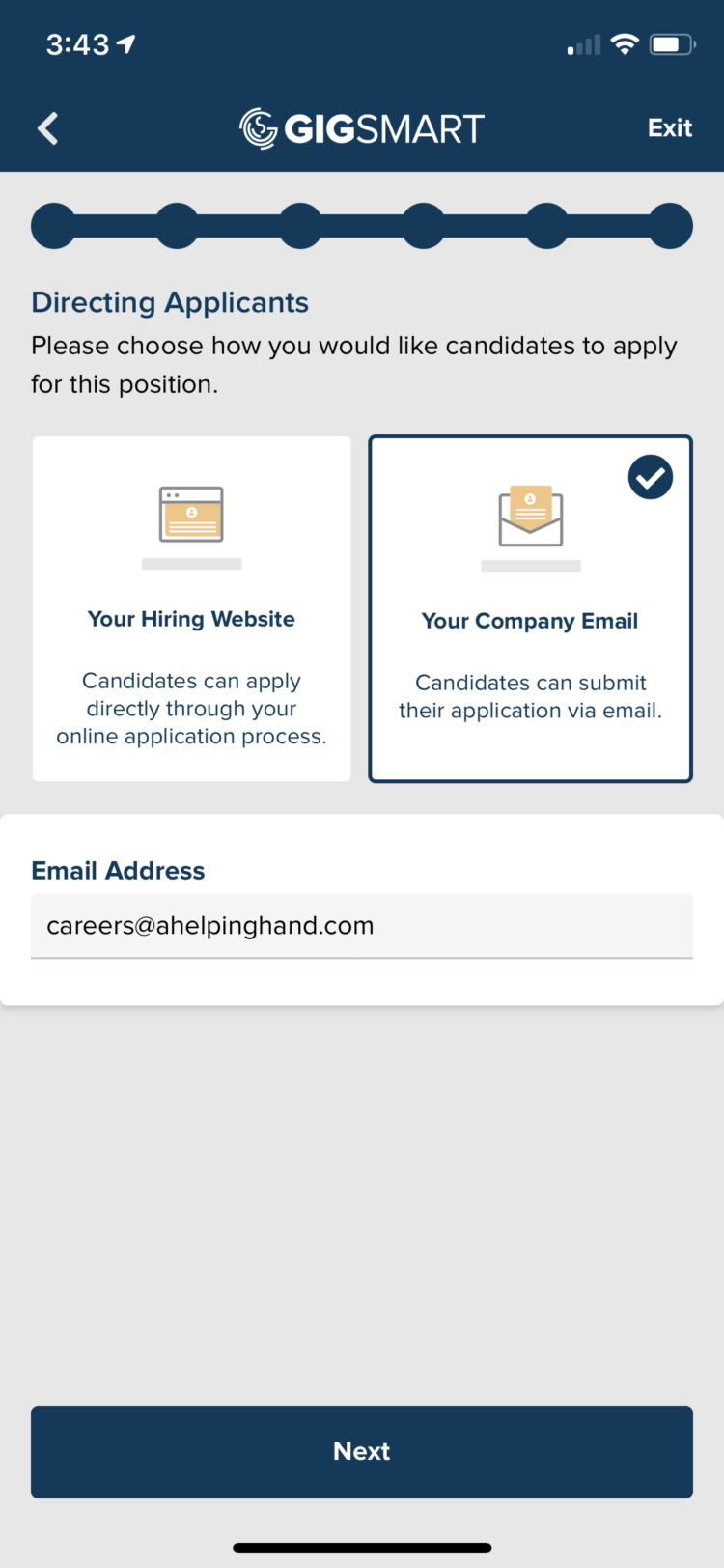 Choose where to direct applicants