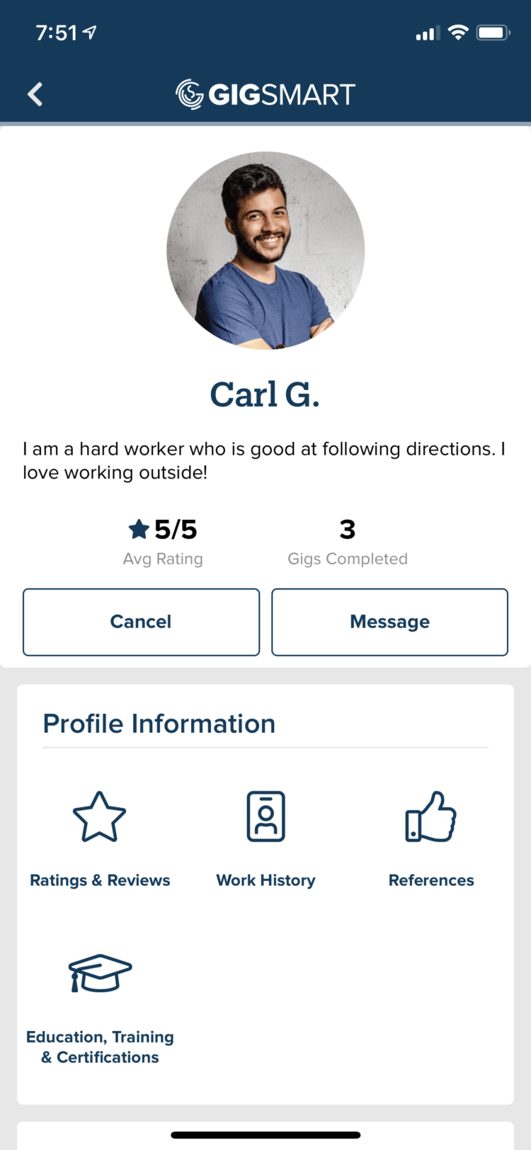 Review applicant profiles