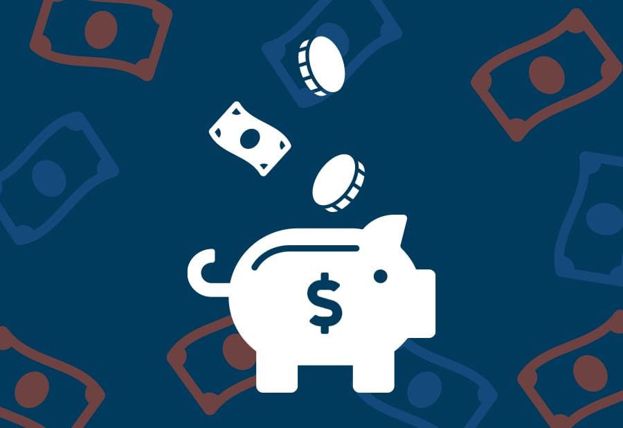 Banner with piggybank and dollar bill icon